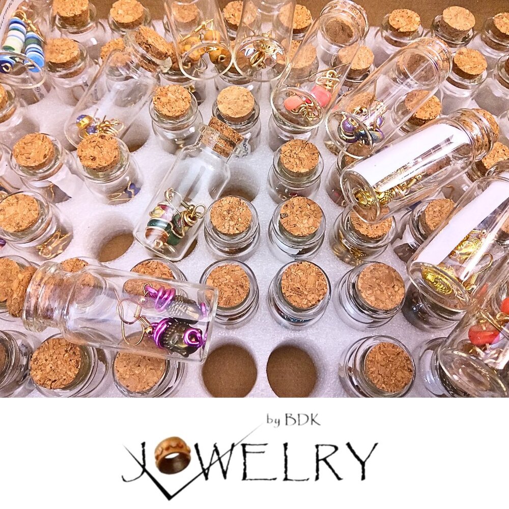 100 Pairs of Earrings In the Bottle - Stone, Buddha Heads, Metal & Bone #2